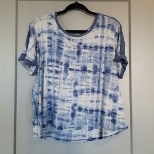 Lucky Brand Blue & White Tie Dye Top Size 3x